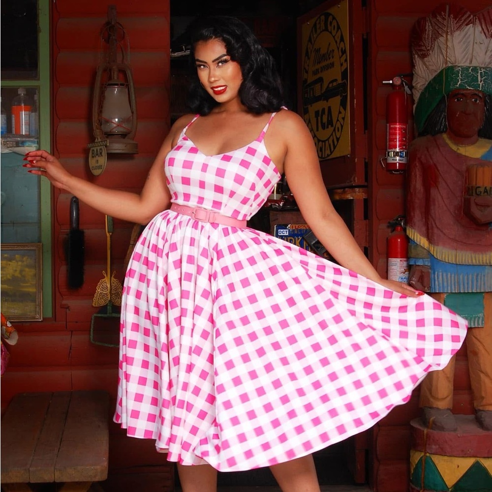 EUC Pinup Girl Pink Gingham Amalie sz. L